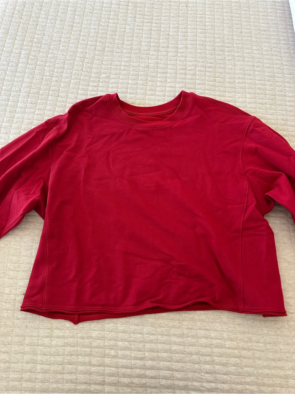 CRZ Yoga Cropped Red Crewneck Sweatshirt